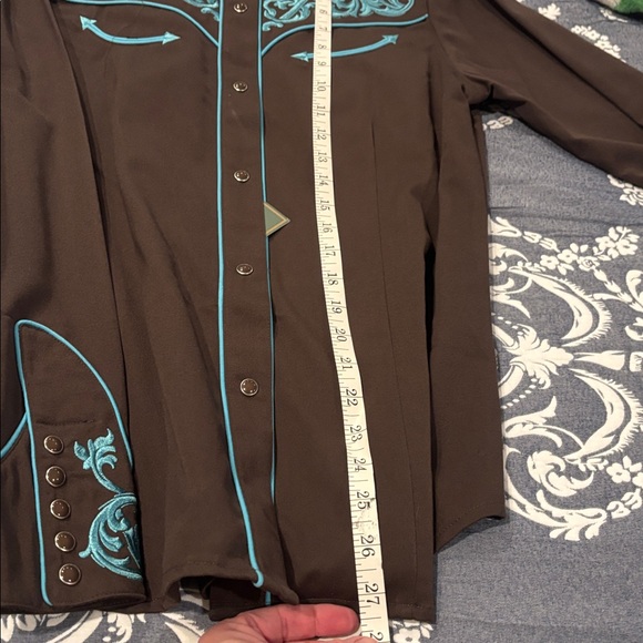 Roper Dark Brown Shirt with Blue Embroidery - Picture 8 of 10